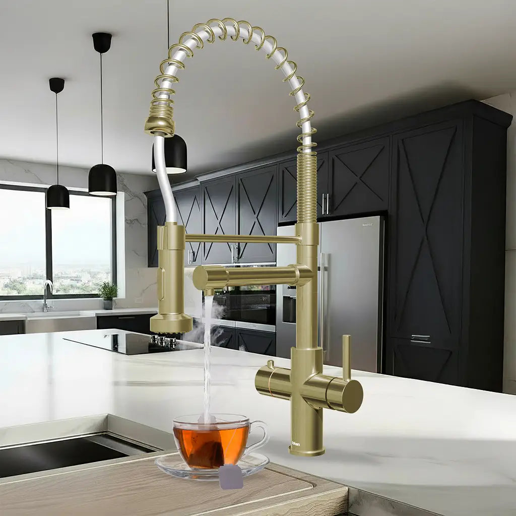 Image of Fohen Aran Pro Champagne Gold Boiling Water Tap