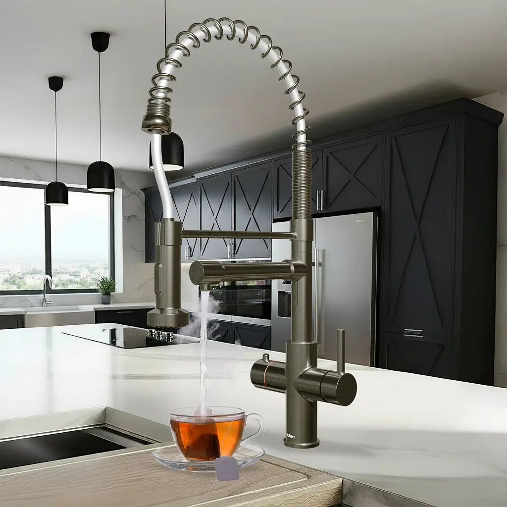 Fohen Aran Pro Brushed Gunmetal Boiling Water Tap