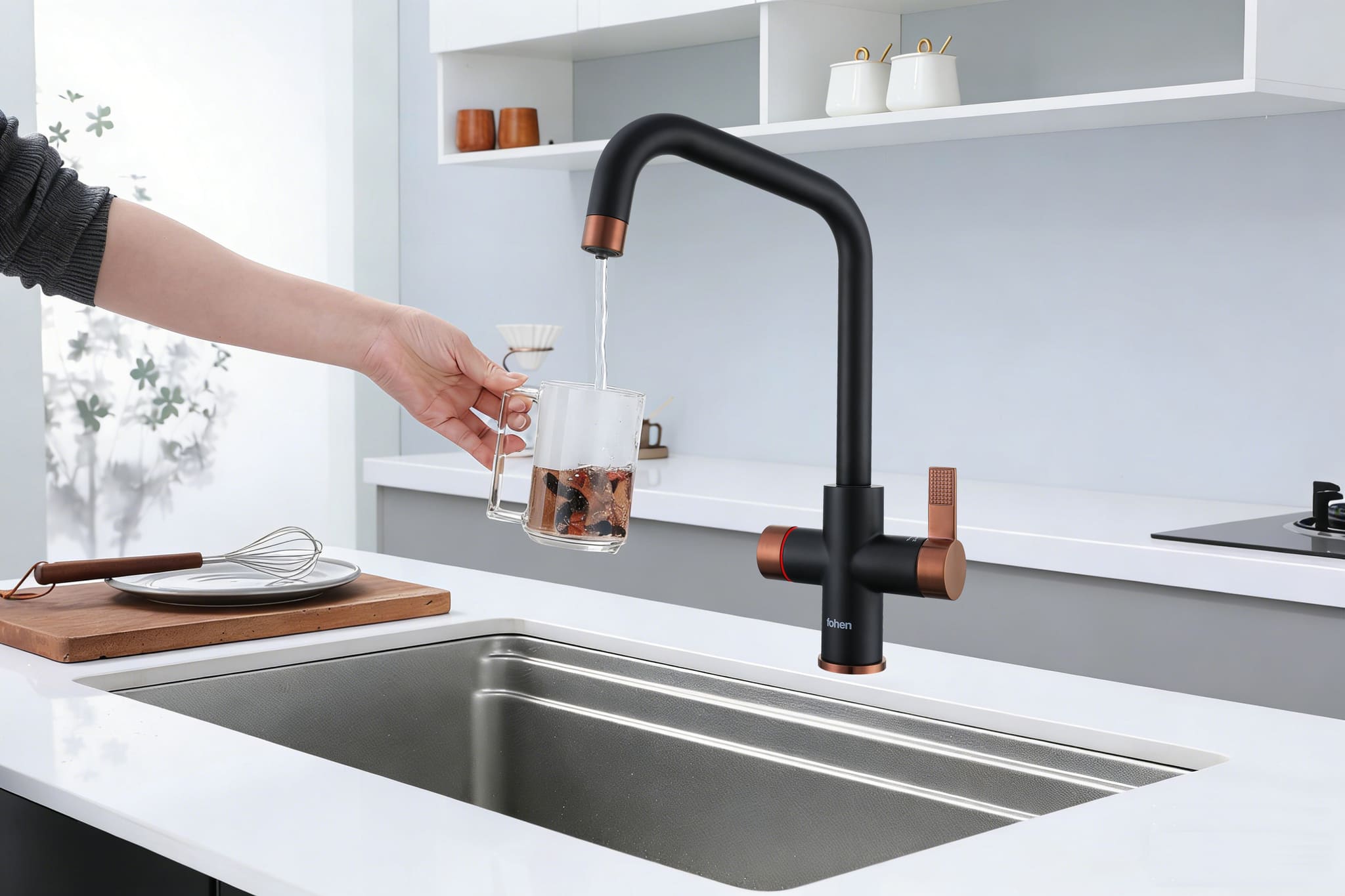Image of Fohen 4-in-1 Fedina - Matt Black & Rose Gold Accents
