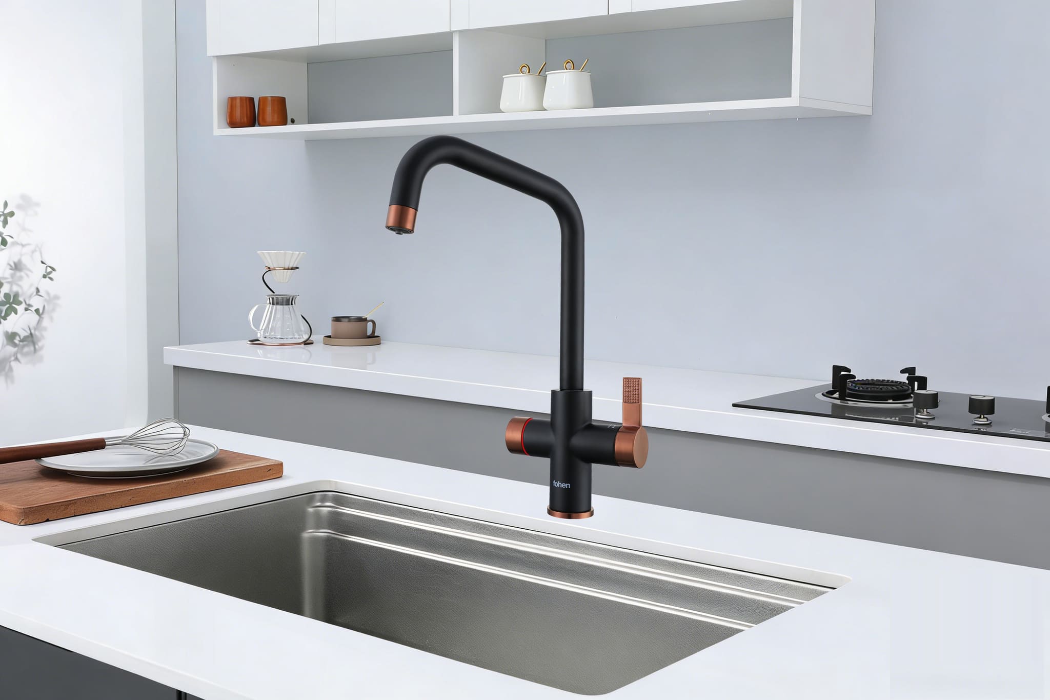 Image of Fohen 4-in-1 Fedina - Matt Black & Rose Gold Accents