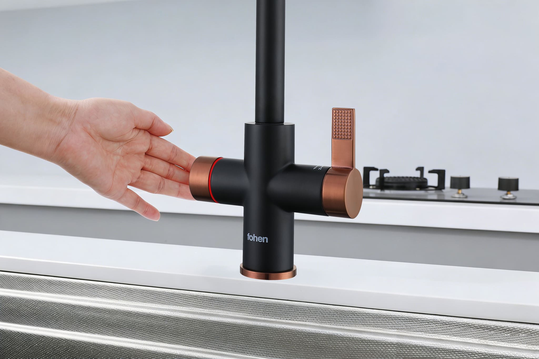 Image of Fohen 4-in-1 Fedina - Matt Black & Rose Gold Accents