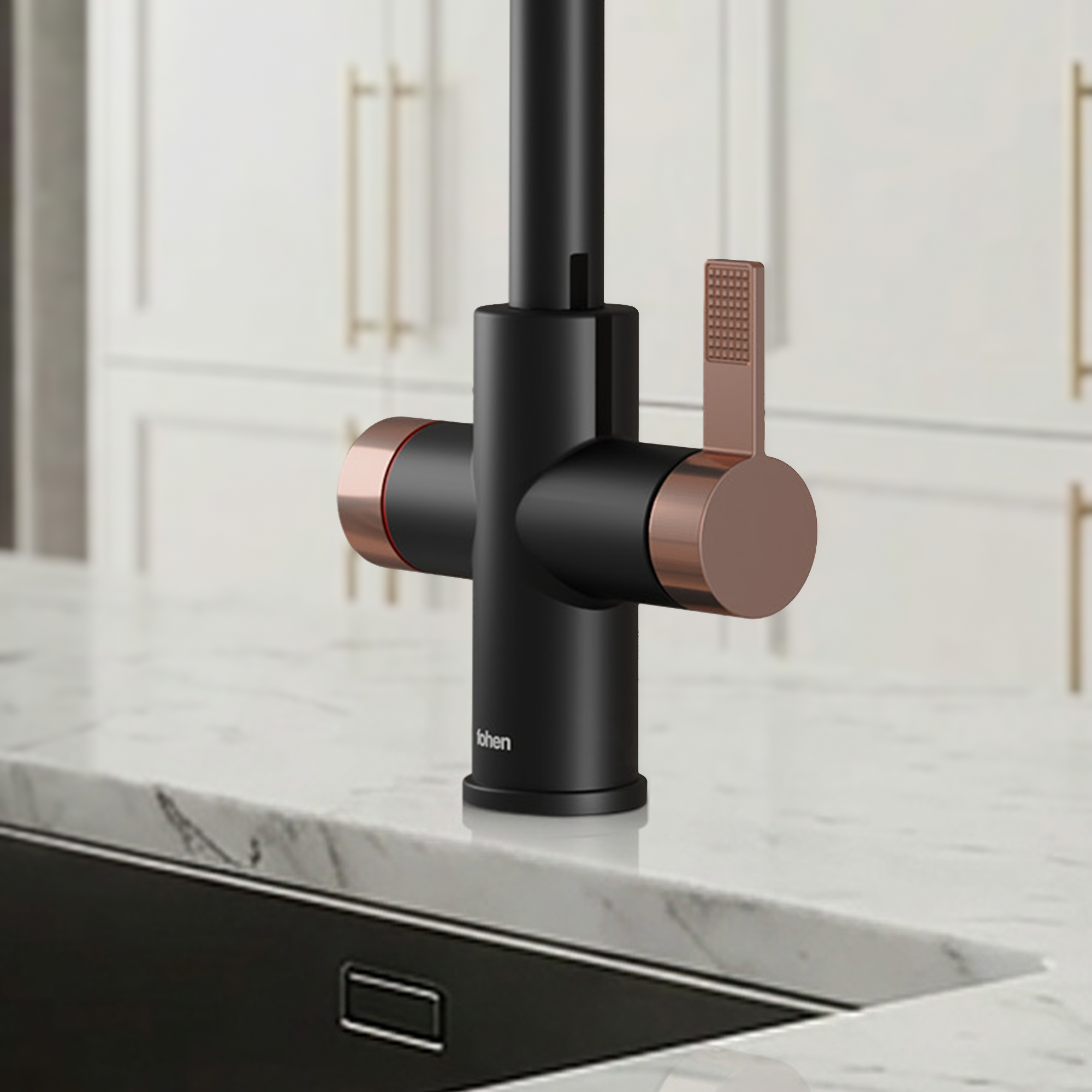 Image of Fohen 4-in-1 Fedina - Matt Black & Rose Gold Accents