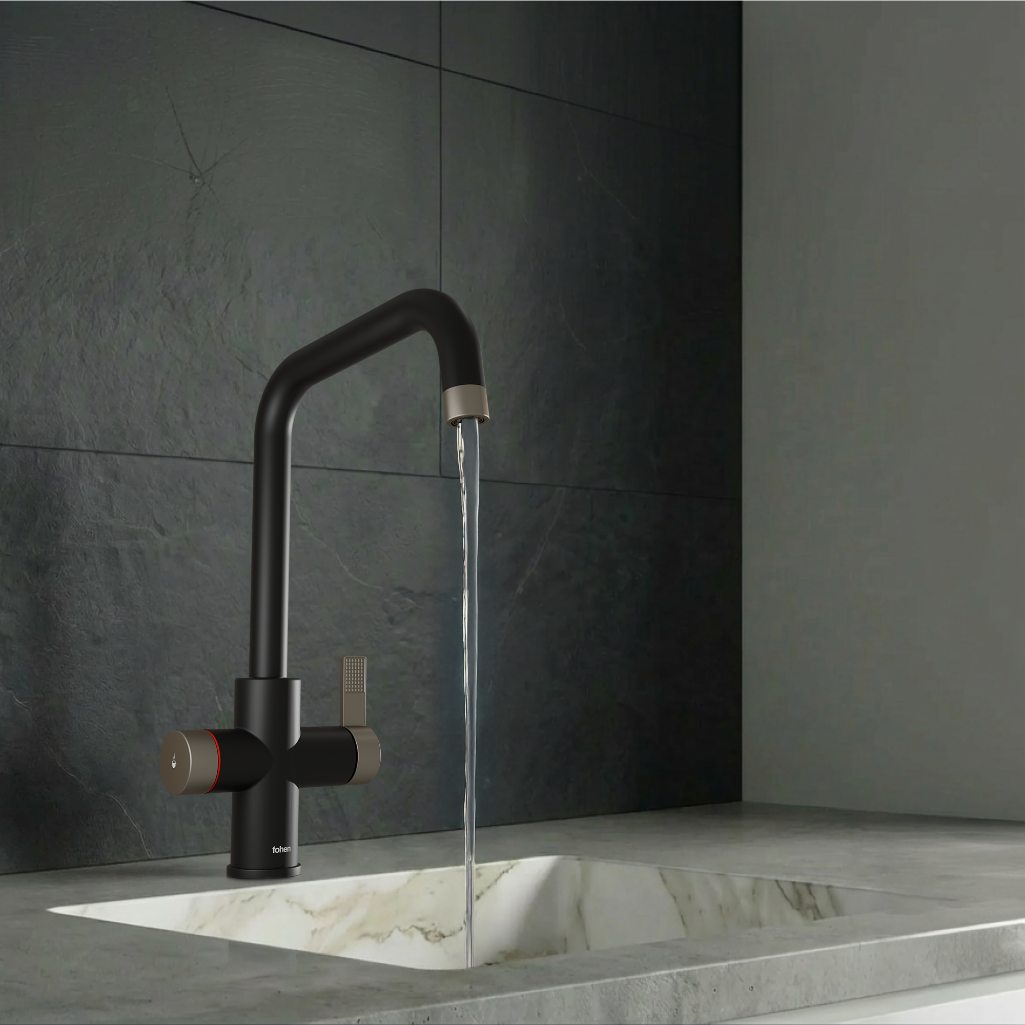 Image of Fohen 4-in-1 Fedina - Matt Black & Nickel Accents