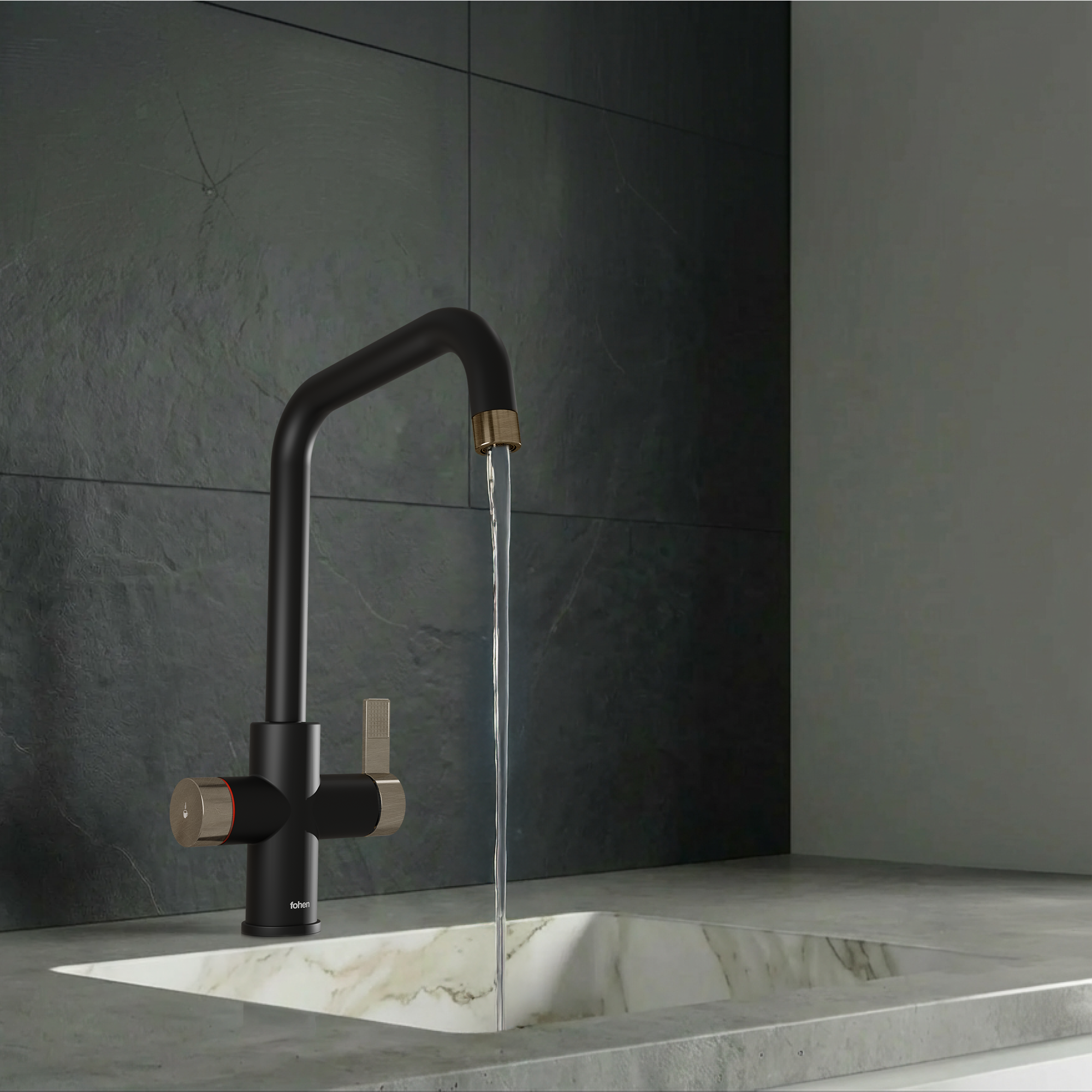 Image of Fohen 4-in-1 Fedina - Matt Black & Brass Accents