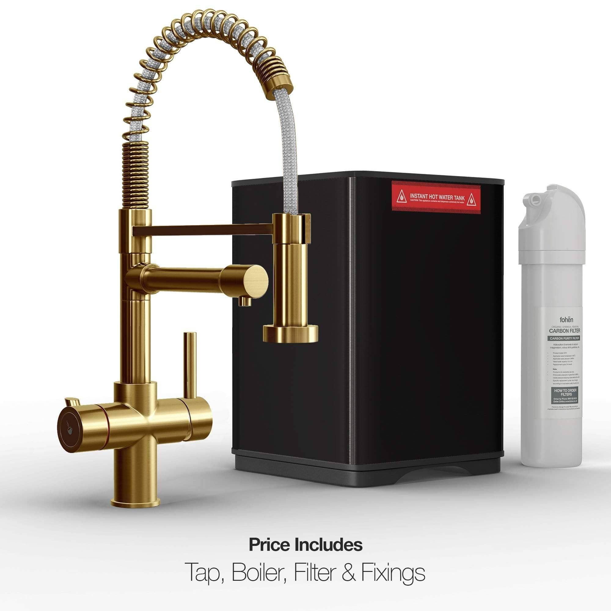 Fohen Fohen Flex | Brushed Gold Boiling Water Tap | Flexible Spout