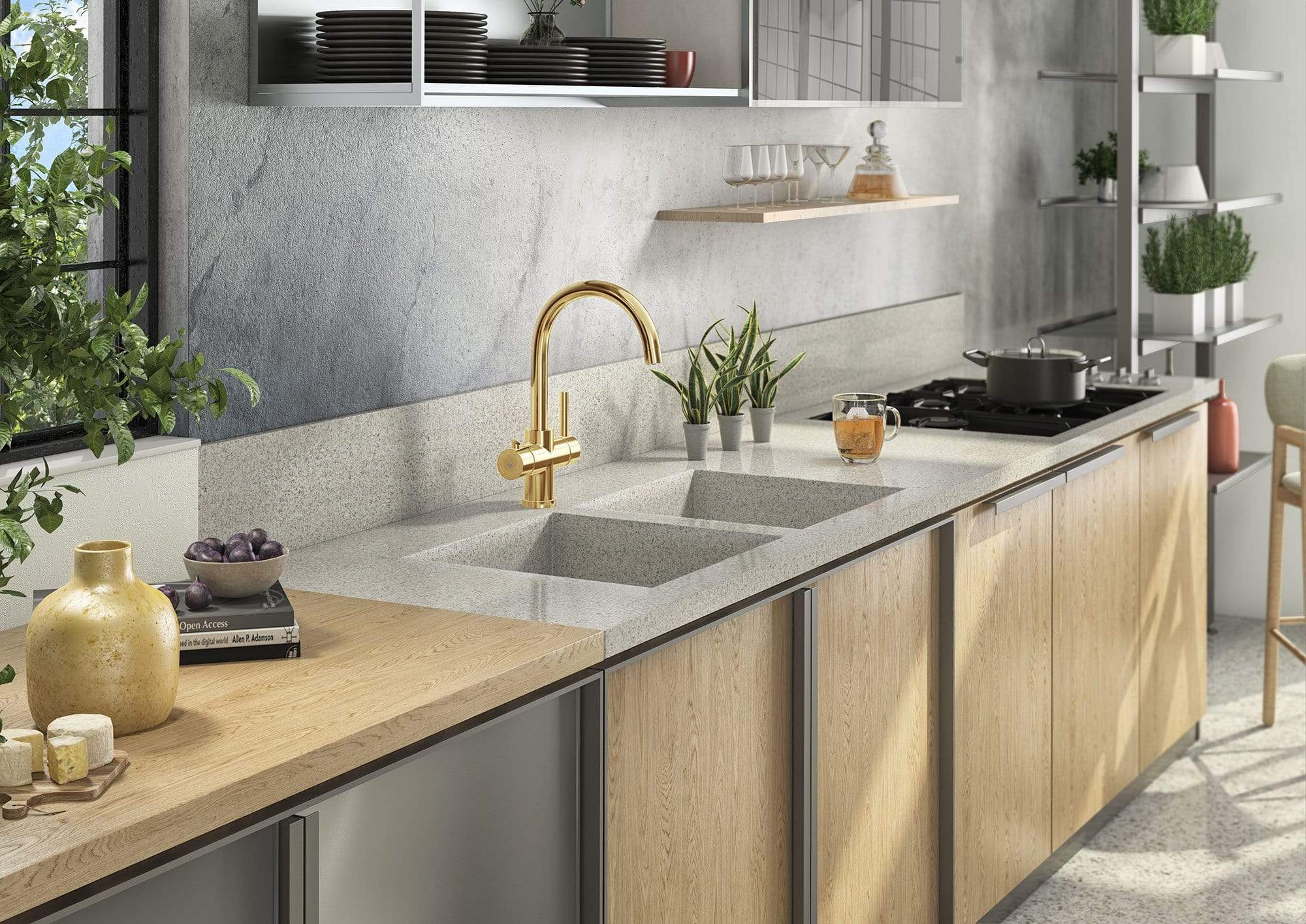 Fohen Fohen Furnas Titanium Gold 3-in-1 Instant Boiling Water Taps